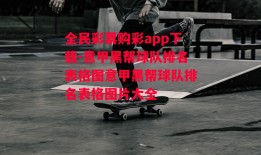 全民彩票购彩app下载-意甲黑帮球队排名表格图意甲黑帮球队排名表格图片大全